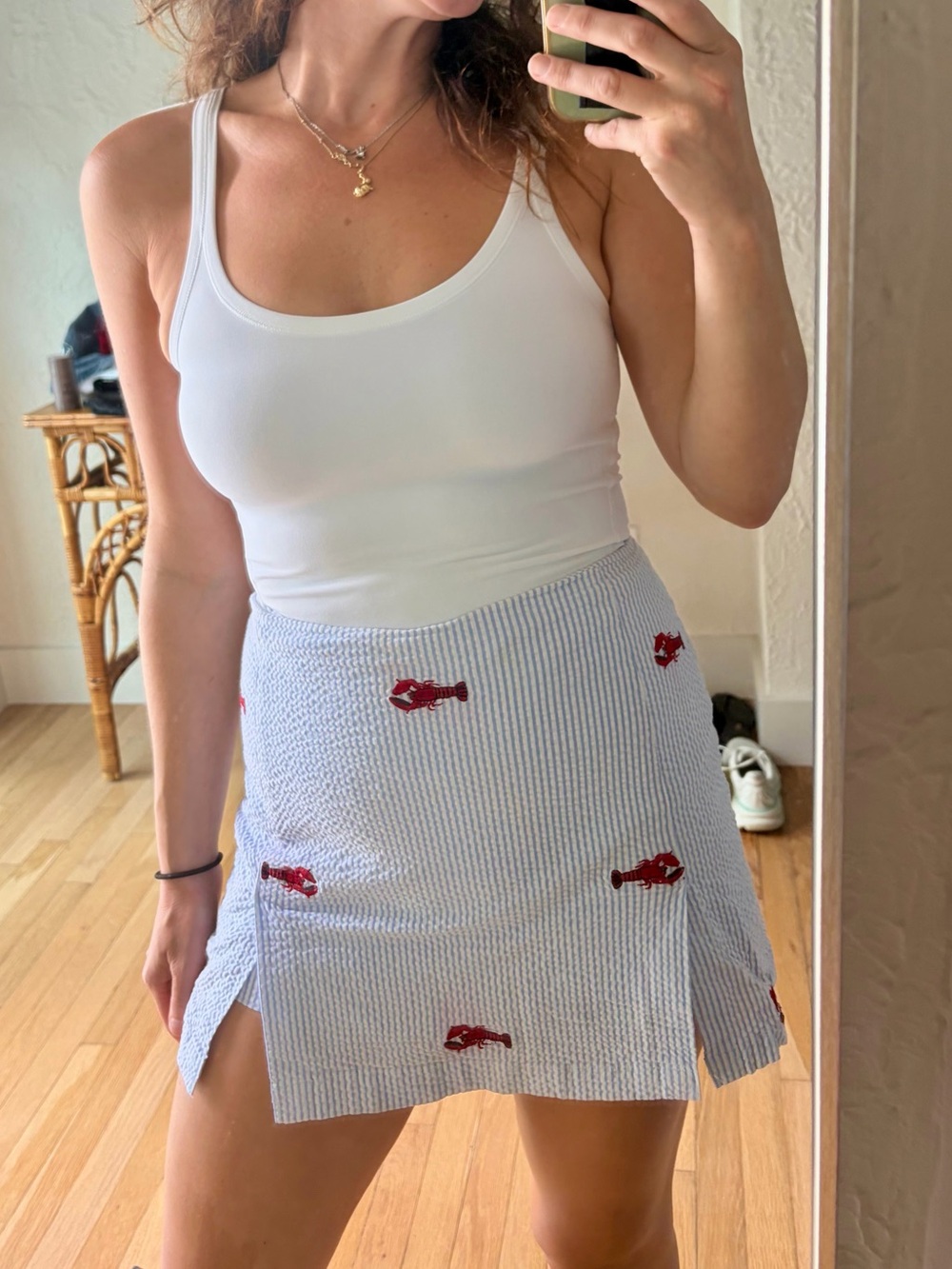 Lily Pod Seersucker Lobster Embroidered Mini Skirt skort Size 2